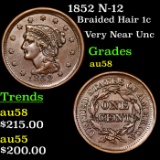 1852 N-12 Braided Hair Large Cent 1c Grades Choice AU/BU Slider