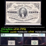1865 US Fractional Currency 3c Third Issue fr-1227 Washington Dark Background Graded xf45 PPQ By P