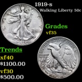 1919-s Walking Liberty Half Dollar 50c Grades vf++