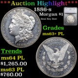 ***Auction Highlight*** 1886-s Morgan Dollar $1 Graded ms63+ PL By SEGS (fc)