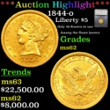 ***Auction Highlight*** 1844-o Gold Liberty Half Eagle $5 Graded ms62 By SEGS (fc)