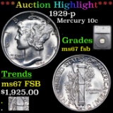 ***Auction Highlight*** 1929-p Mercury Dime 10c Graded ms67 fsb By SEGS (fc)