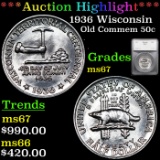 ***Auction Highlight*** 1936 Wisconsin Old Commem Half Dollar 50c Graded ms67 By SEGS (fc)
