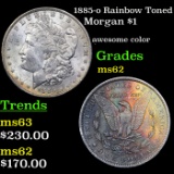 1885-o Rainbow Toned Morgan Dollar $1 Grades Select Unc