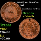 (1863) Not One Cent Civil War Token 1c Grades vf details