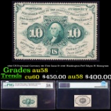 1862 US Fractional Currency 10c First Issue fr-1240 Washington Perf Edges W Monogtam Graded au58 By