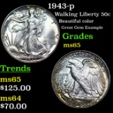 1943-p Walking Liberty Half Dollar 50c Grades GEM Unc