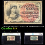 PCGS 1870's US Fractional Currency 10¢ Fourth Issue Fr-1259 Graded f15 By PCGS