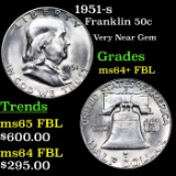 1951-s Franklin Half Dollar 50c Grades Choice Unc+ FBL