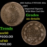 1863 Indian F-NY-630 AI1a Civil War Token 1c Grades AU Details