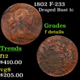 1802 F-233 Draped Bust Large Cent 1c Grades f details