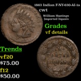 1863 Indian F-NY-630-AI-1a Civil War Token 1c Grades vf details