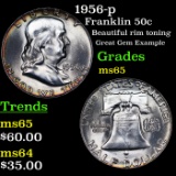 1956-p Franklin Half Dollar 50c Grades GEM Unc