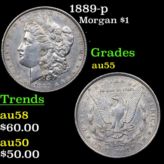 1889-p Morgan Dollar $1 Grades Choice AU