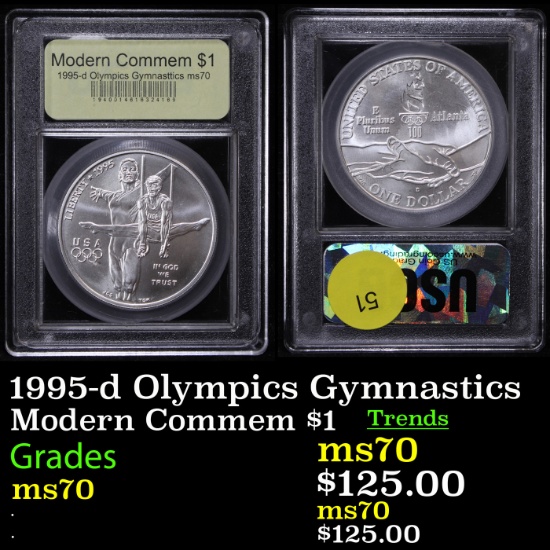 1995-d Olympics Gymnastics Modern Commem Dollar $1 Graded ms70, Perfection By USCG
