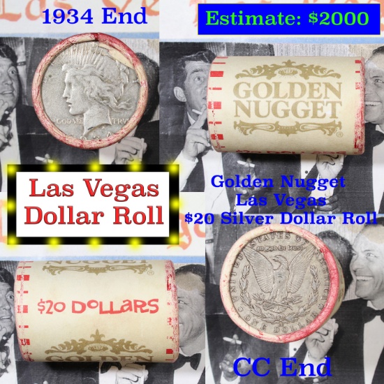 ***Auction Highlight*** Full Morgan/Peace Casino Las Vegas Golden Nugget silver $1 roll $20, 1934 &