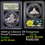 Proof 2000-p Library Of Congress Modern Commem Dollar $1 Graded GEM++ Proof Deep Cameo By USCG
