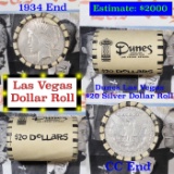 ***Auction Highlight*** Full Morgan/Peace Casino Las Vegas Dunes silver $1 roll $20, 1934 & CC end (