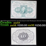 1862 US Fractional Currency 10c First Issue fr-1242 Washington Scarcest Variety Grades Select AU