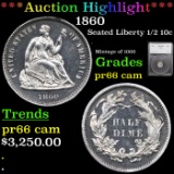 Proof ***Auction Highlight*** 1860 Seated Liberty Half Dime 1/2 10c Graded pr66 cam By SEGS (fc)