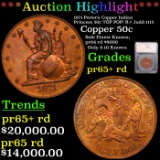 Proof ***Auction Highlight*** 1871 Pattern Copper Indian Princess 50c TOP POP! R-7 Judd-1115 Graded