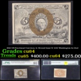 1863 US Fractional Currency 5c Second Issue fr-1232 Washington In Oval Graded cu64 By PMG