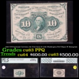 1862 US Fractional Currency 10c First Issue fr-1240 Washington Perf Edges W Monogtam Graded cu63 EPQ