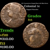 1787 Connecticut Colonial Cent Draped Bust Left Mint Error 1c Grades f+