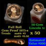 Full 1c proof roll, 1975-s Lincoln Cents