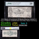 1862 State of Louisiana $5 South Slaying Union LA 