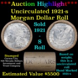 ***Auction Highlight*** Full solid date 1921-S Uncirculated Morgan silver dollar roll, 20 coins (fc)
