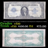 1923 $1 large size Blue Seal Silver Certificate, Fr-237 Signatures of Speelman & White Grades vf, ve