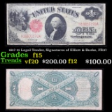 1917 $1 Legal Tender, Signatures of Elliott & Burke, FR37  Grades f+