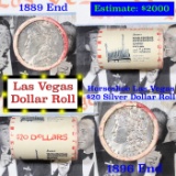 ***Auction Highlight*** Full Morgan/Peace Casino Las Vegas Horseshoe silver $1 roll $20, 1889 & 1896