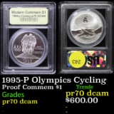 Proof 1995-P Olympics Cycling Modern Commem Dollar $1 Graded GEM++ Proof Deep Cameo By USCG