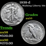 1938-d Walking Liberty Half Dollar 50c Grades Select AU