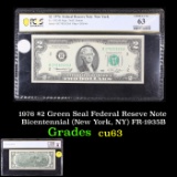 PCGS 1976 $2 Green Seal Federal Reseve Note Bicentennial (New York, NY) FR-1935B Graded cu63 By PCGS