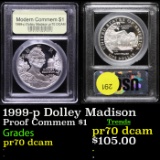 Proof 1999-p Dolley Madison Modern Commem Dollar $1 Graded GEM++ Proof Deep Cameo By USCG