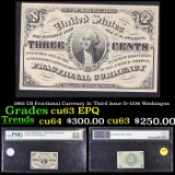 1865 US Fractional Currency 3c Third Issue fr-1226 Washingon Graded cu63 EPQ By PMG