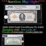 ***Auction Highlight*** PMG 1928 $100 Gold Certificate Fr-2405 Graded vf35 By PMG (fc)