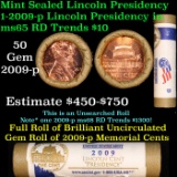 Shotgun Lincoln 1c roll, 2009 Presidency 50 pcs United States mint wrapper