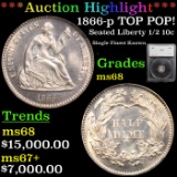 1866-p Seated Liberty Half Dime TOP POP! 1/2 10c Graded ms68 BY SEGS