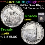 ***Auction Highlight*** 1935-s San Diego Old Commem Half Dollar 50c Graded ms68 By SEGS (fc)