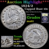***Auction Highlight*** 1824/2 Capped Bust Dime 10c Graded BU+ By USCG (fc)
