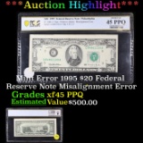 ***Auction Highlight*** PCGS Mint Error 1995 $20 Federal Reserve Note Misalignment Error Graded xf45