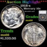 ***Auction Highlight*** 1918-s Mercury Dime 10c Graded ms66 By SEGS (fc)