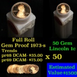 Full 1c proof roll, 1973-s Lincoln Cents