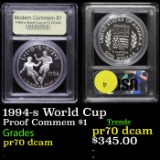 Proof 1994-s World Cup Modern Commem Dollar $1 Graded GEM++ Proof Deep Cameo By USCG