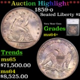 1859-o Seated Liberty Dollar $1 Graded ms64+ BY SEGS