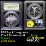 Proof 1989-s Congress Modern Commem Dollar $1 Graded GEM++ Proof Deep Cameo By USCG